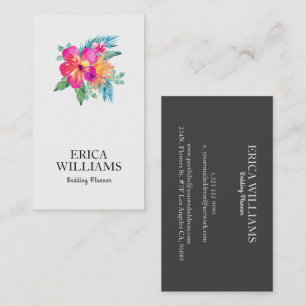 Tropical Floral Bouquet Wedding Planner Business Card