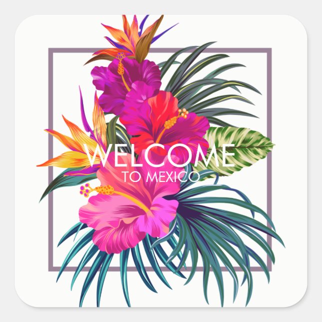 Tropical Floral Bouquet Welcome Sticker (Front)