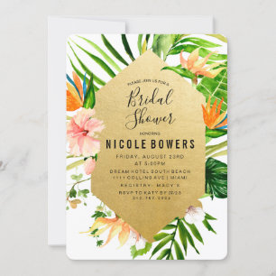 Tropical Floral Bridal Shower Invitation
