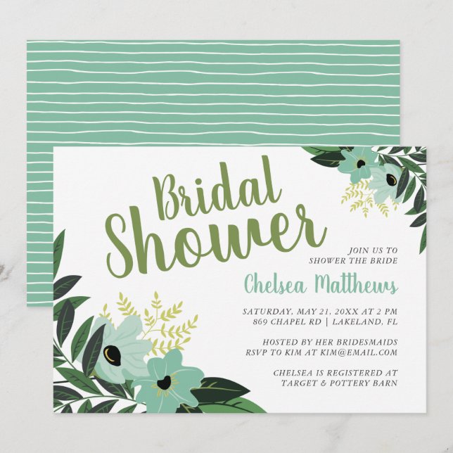 Tropical Floral Bridal Shower Invitation (Front/Back)