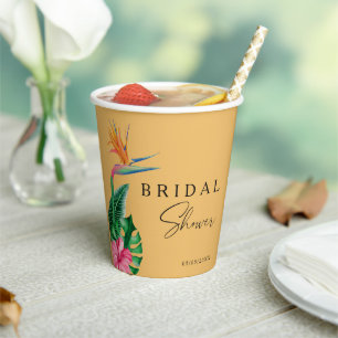 Tropical floral  bridal shower  paper cups