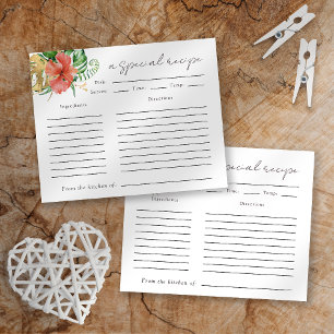 Tropical Floral Bridal Shower Recipe Card