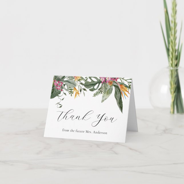 Tropical Floral Bridal Shower Thank You (Front)
