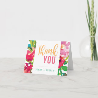 Tropical Floral Bridal Shower Thank You Card