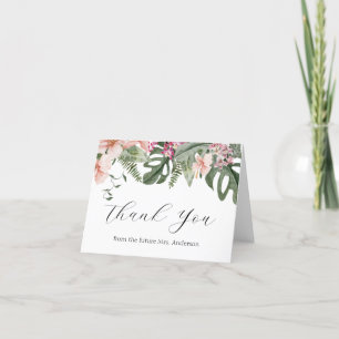 Tropical Floral Bridal Shower Thank You Card