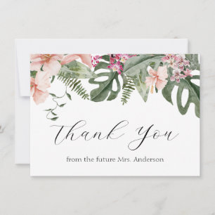 Tropical Floral Bridal Shower Thank You Card