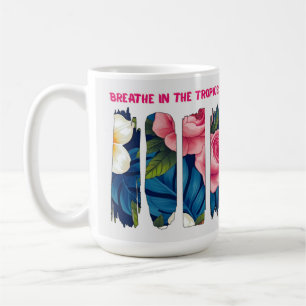 Tropical Floral Brush effect Coffee Mug