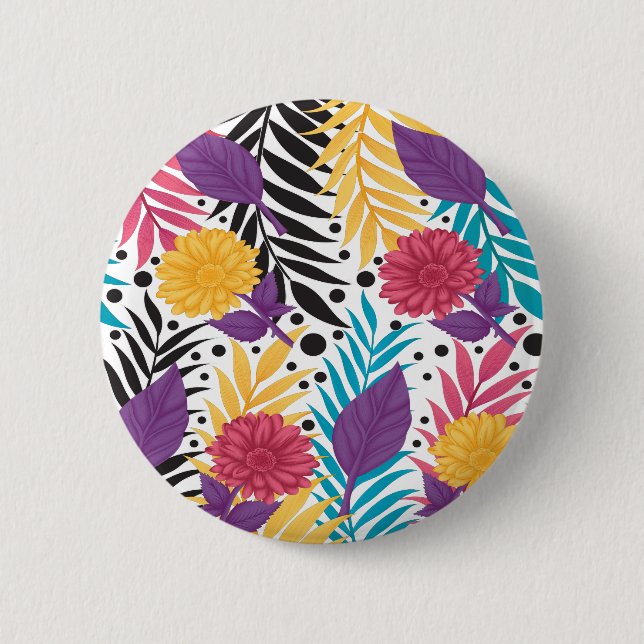 Tropical Floral Button | Bold Summer Pop (Front)