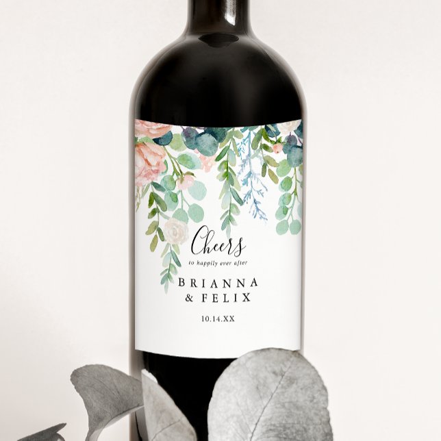 Tropical Floral Chevaux Mariages Étiquettes de vin (Créateur téléchargé)