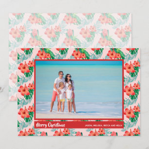 Tropical Floral Christmas Photo Holiday Card