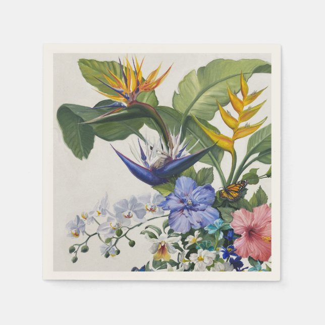 Tropical Floral Cocktail Napkin (Front)