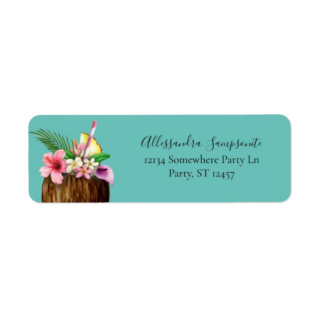 Tropical Floral & Coconut B Green V2 Adresse de re (Devant)