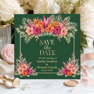 Tropical Floral Colourful   Hibiscus & Greener Invitation