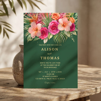 Tropical Floral Colourful | Hibiscus & Greenery Invitation