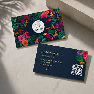Tropical Floral Design | Hibiscus & Greenery Business Card
