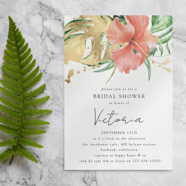 Tropical Floral Destination Wedding Bridal Shower Invitation (Creator Uploaded)