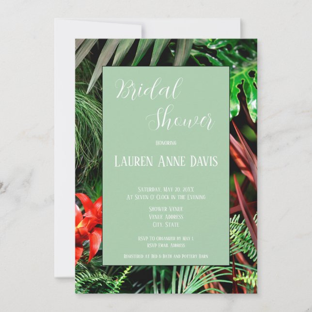 Tropical Floral, Earthy, Modern, Bridal Shower, Invitation (Front)