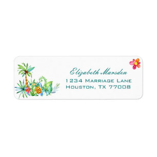 Tropical Floral Elegant Wedding Adresse de retour