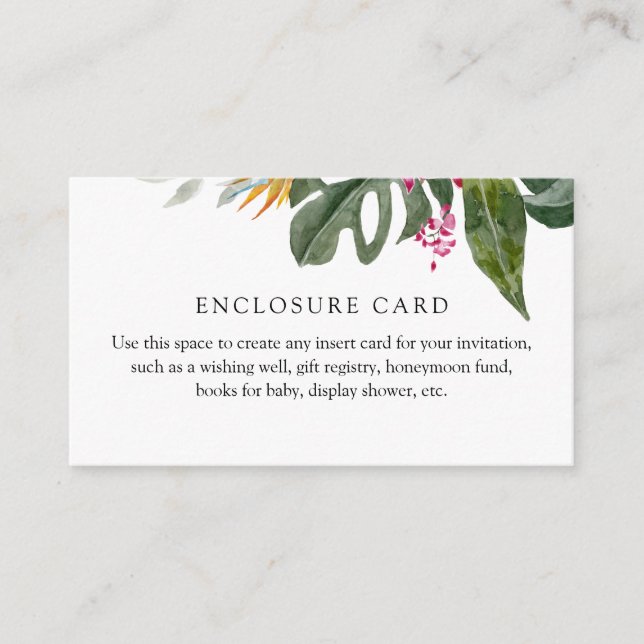 Tropical Floral Enclosure Card (Front)
