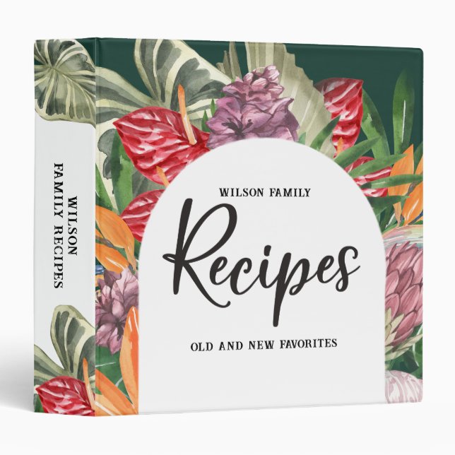 Tropical Floral Family Recipe Binder (Front/Spine)