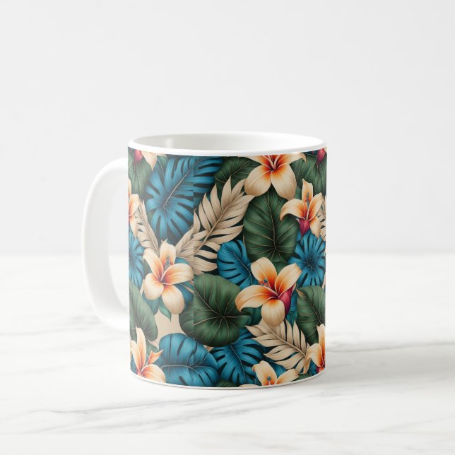 Tropical Floral Fantasy Coffee Mug (Front Left)