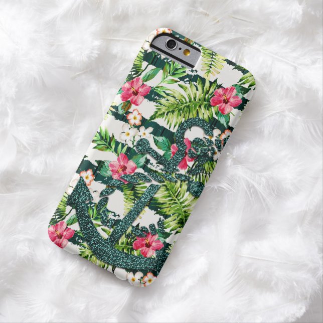 Tropical Floral Faux Glitter Anchor Chic Girly Case-Mate iPhone Case (In Situ)