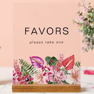 Tropical Floral Favours Acrylic Sign