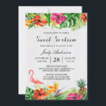 Tropical Floral Flamingo Luau | Sweet 16 Birthday Invitation<br><div class="desc">Create your perfect invitation with this pre-designed templates, you can easily personalize it to be uniquely yours. For further customization, please click the "customize further" link and use our easy-to-use design tool to modify this template. If you prefer Thicker papers / Matte Finish, you may consider to choose the Matte...</div>