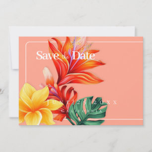 Tropical  floral Flat Save The Date Card
