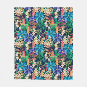 Tropical Floral Fleece Blanket