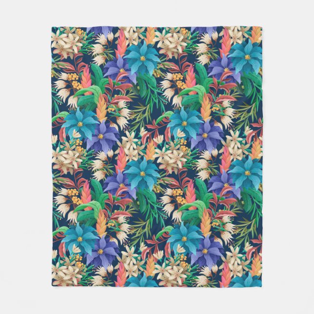 Tropical Floral Fleece Blanket (Front)