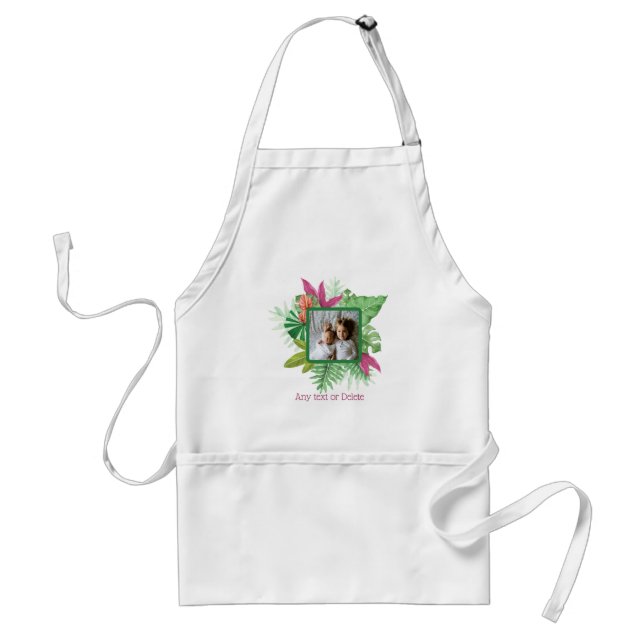 Tropical Floral Frame Custom Photo and Text Standard Apron (Front)