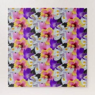 Tropical Floral Garden Hisbiscus, Lilies,  Jigsaw Puzzle