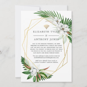 Tropical Floral Geometric Virtual Wedding Guests Announcement