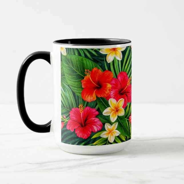 Tropical Floral Gift – Colourful Hibiscus  Mug (Left)