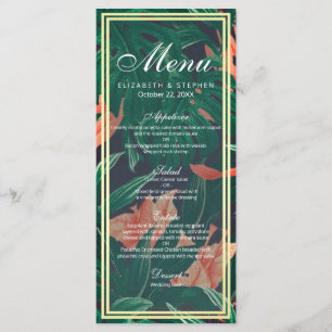 Tropical Floral & Gold Foil Frame Wedding Menu