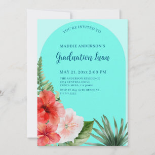 Tropical Floral Graduation Party Invitation