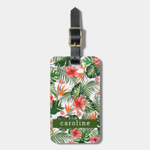 Tropical Floral Greenery Custom Named Personalized Luggage Tag