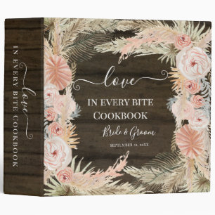 Tropical Floral Greenery Pampas Wedding Cookbook Binder