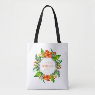 Tropical Floral Happy Mother's Day Tote Bag