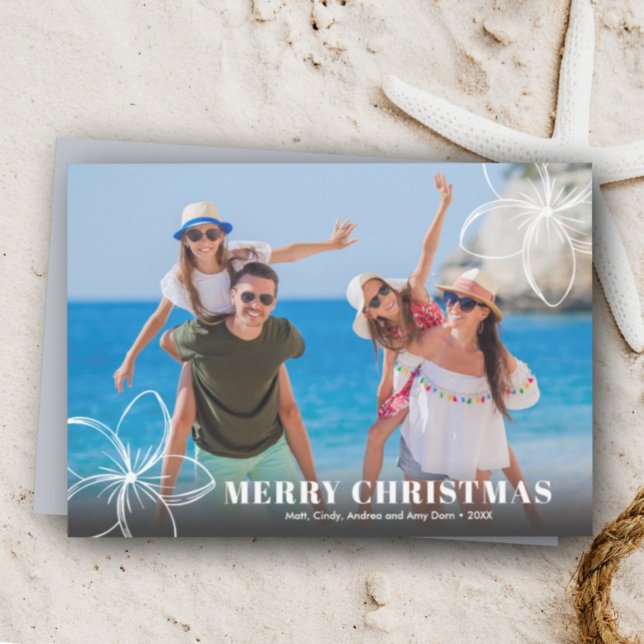 Tropical Floral Hawaiian Photo Holiday Card (Creator Uploaded)