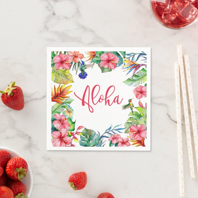 Tropical Floral Hibiscus Aloha Hawaiian Party   Napkin (Insitu)