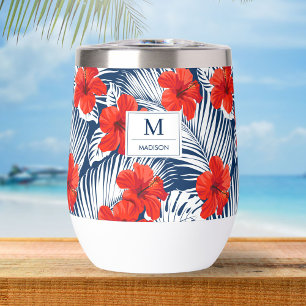 Tropical Floral Hibiscus Flower Custom Monogram