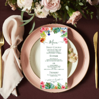 Tropical Floral Hibiscus Hawaiian Wedding Menu