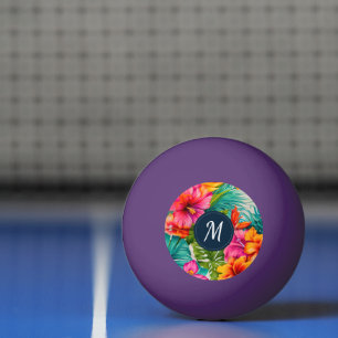 Tropical Floral Hibiscus Monogram Ping Pong Ball