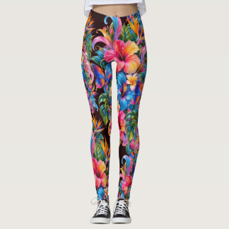 Tropical Floral Hibiscus Pattern Women's Leggings