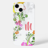 Tropical floral hibiscus pink green yellow white 