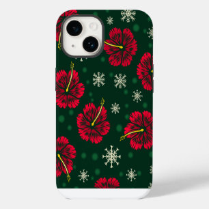 Tropical Floral Hibiscus Snowflakes Christmas    iPhone 14 Case