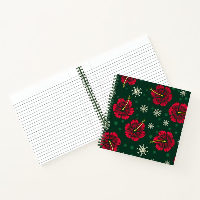 Tropical Floral Hibiscus Snowflakes Christmas |  Notebook (Inside)