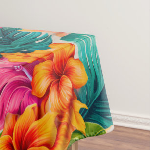 Tropical Floral Hibiscus Tablecloth